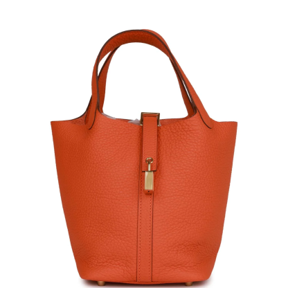 Hermès Picotin Lock 18 Orange H Clemence Gold Hardware